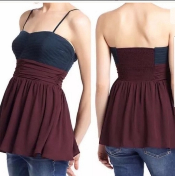 Maeve Tops - 3/ $20  Maeve Strapless Blue Burgundy Top